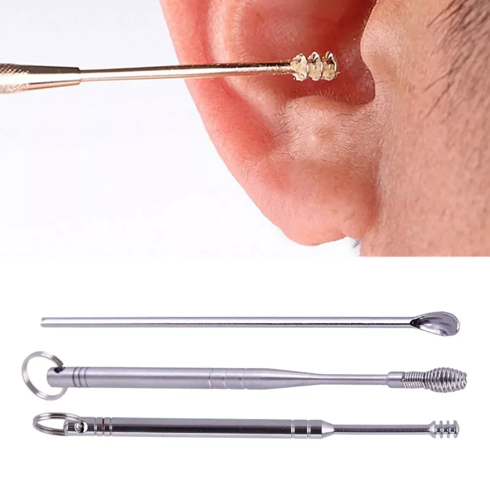 

Stainless Steel Silver Earpick Wax Remover Curette Cleaner Health Care Tools Ear Pick 3 Kinds of Handle Design #278201