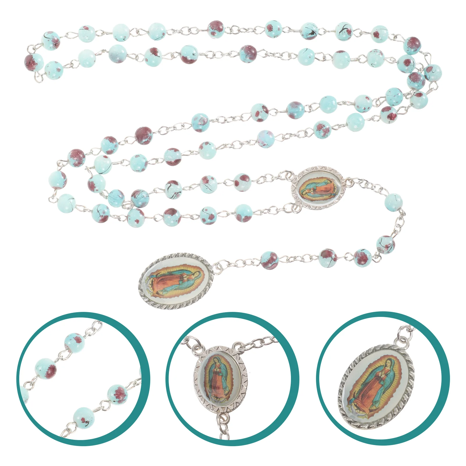 

Rosary Beads Necklace Prayer Rosary Necklace Metal Neck Jewelry for Men Women