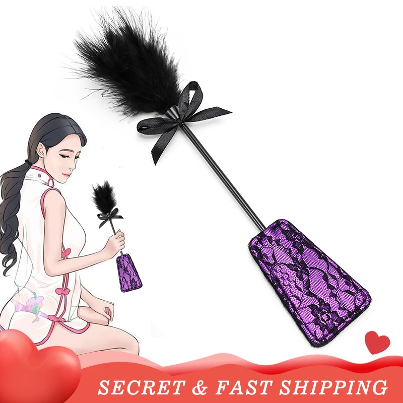 

Erotic BDSM Feather Tickled Whip Bondage Erotic Punish Fetish Leather Spanking Paddle Play Flogger Sex Toy Adult Tpy for Couple