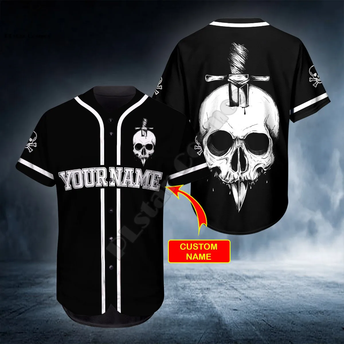 

Baseball Jersey Shirt All Over 3d Printed Ghost Head Personalized You Name Skul Baseball Shirt hip hop Tops Love Skull Gift