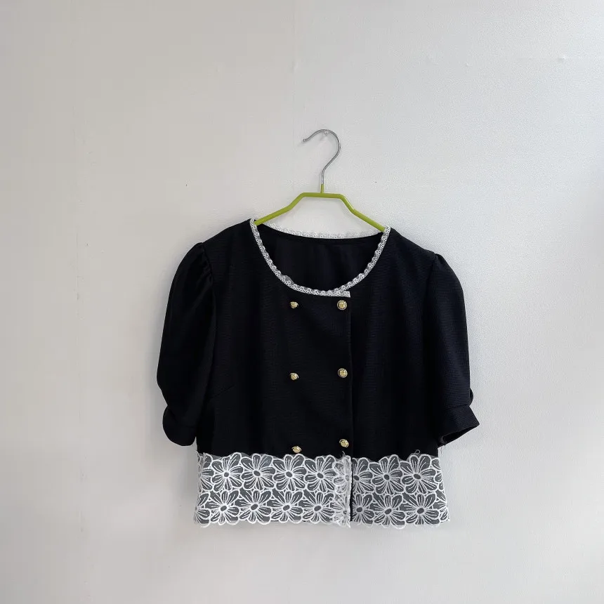 Женская кружевная блузка на пуговицах Повседневная Элегантная в Корейском стиле