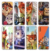 zootopia anime fox rabbit phone case for samsung galaxy a50 a70 a20 a30 a40 a20e a10 a10s a20s a02s a12 a22 a32 a52s a72 cover