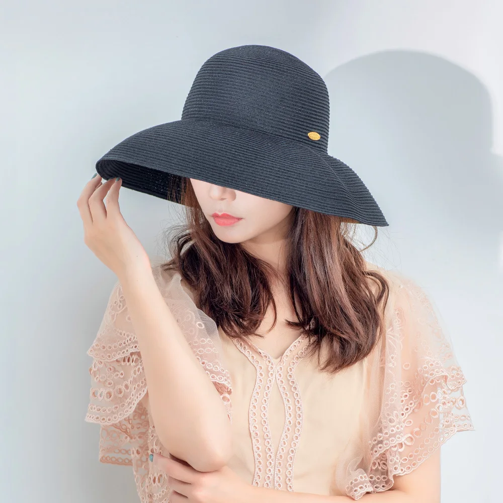 Шляпа Соломенная женская с широкими полями и защитой от ультрафиолета
