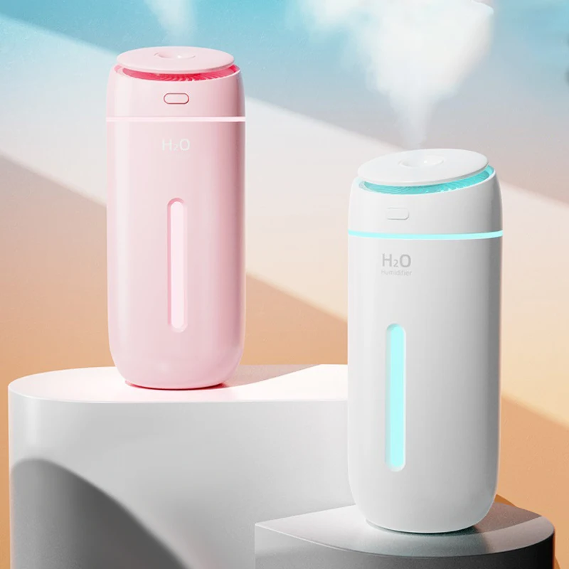 

White/Pink Mini Car Humidifier Air Purifier Freshener with LED Light for Car Home Office Essential Oil Aromatherapy Diffuser