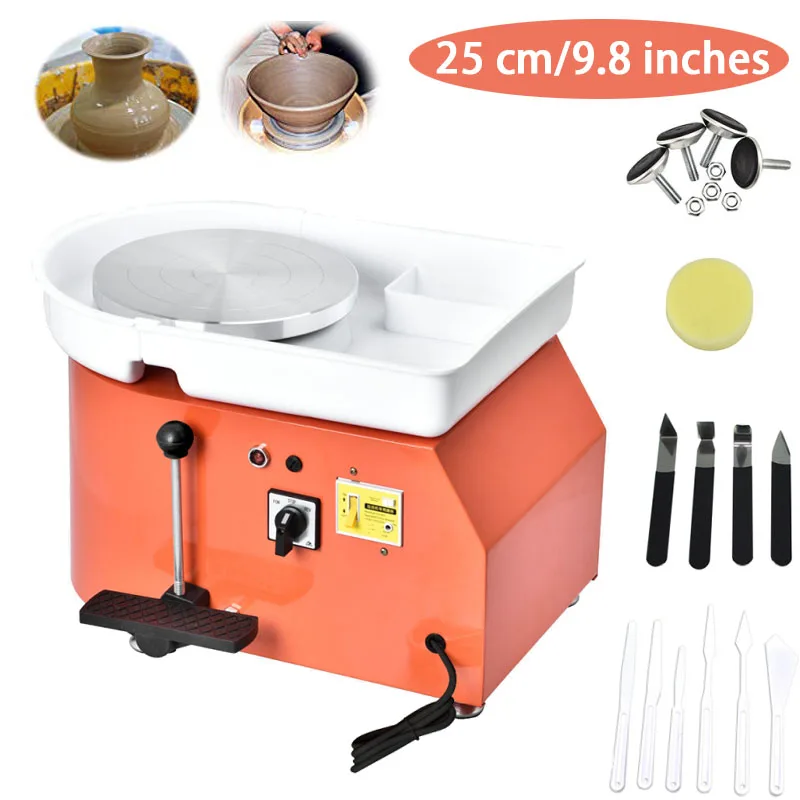 25cm(9.8“) Electric Pottery Wheel Machine 350W Ceramic Clay Working Forming Machine With DIY Clay Art Craft Shaping Tool