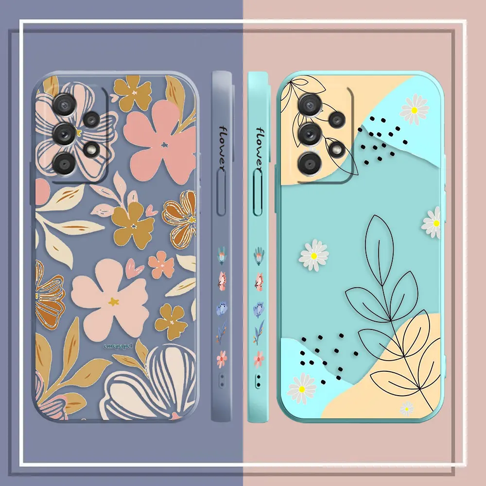 Case For Samsung Galaxy A91 A14 A73 A72 A71 A53 A52 A51 A42 A33 A32 A22 A21S A715F A52S A22S A13 A12 4G 5G Case Summer Flower