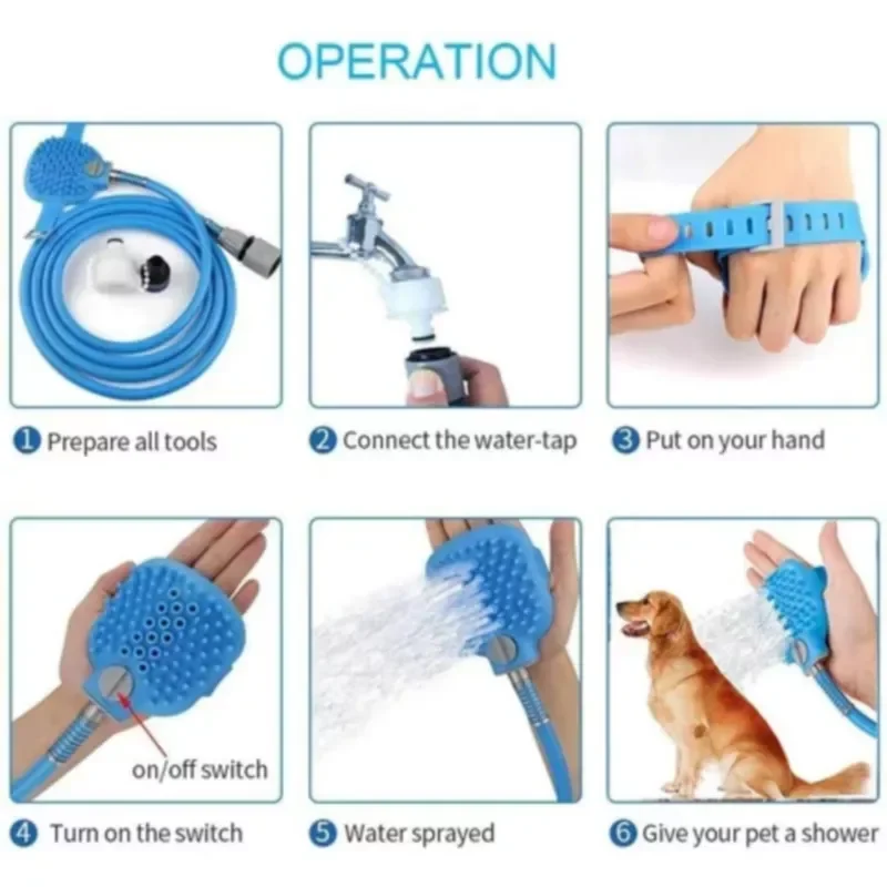 

Pet Dog Bath Head Tool Comfortable Massager Shower Head Tool Cleaning Washing Sprayer Scrubber 2 in 1 Dog Brush Pet Bathing
