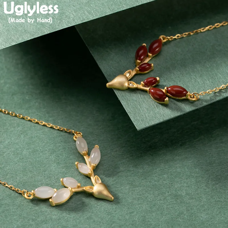 

Uglyless Lovely Deer Head Chokers Necklaces for Women Xmas Gift Agate Jade Antlers Animals Pendants + Chains 925 Silver Necklace