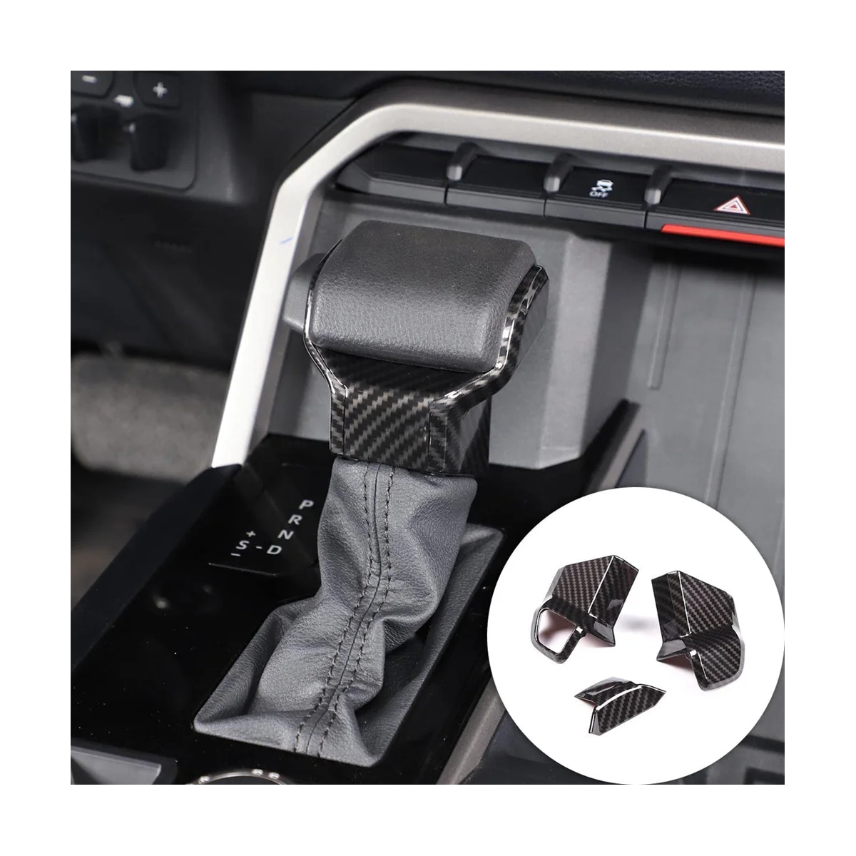 

For Toyota Tundra Sequoia 2022 2023 Central Control Gear Head Trim Decorative Sticker Accessories (ABS Carbon Fiber)