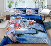 christmas bedding set rustic christmas santa tree snowman pattern printed bedspread duvet cover with pillow sham for all seasons