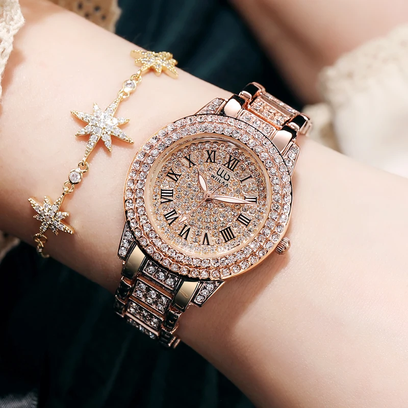 WIILAA Women Watches Fashion Diamonds Stainless Steel Strap Ladies Watch Waterproof Quarzt Wristwatch Female Relogio Feminino