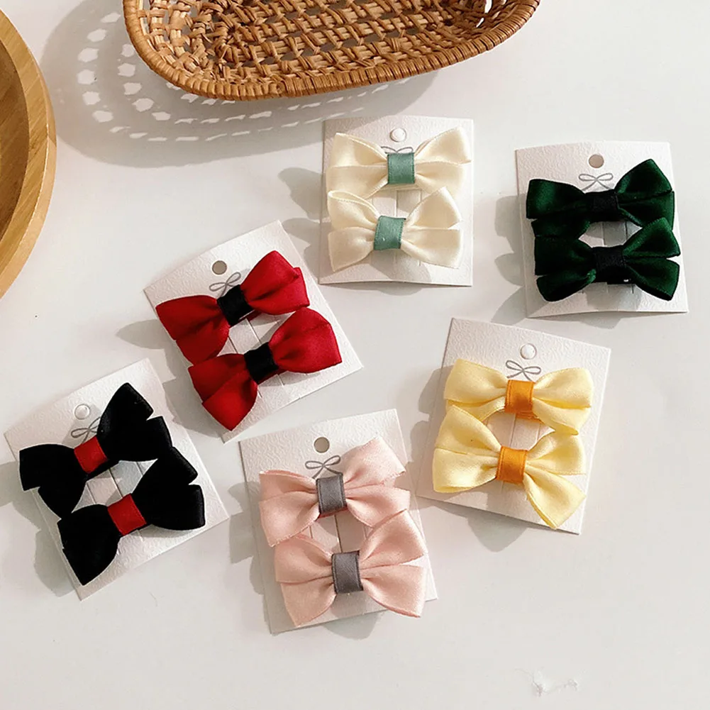 

2pcs Candy Color Bowknot Baby Hair Clips Women Hair Accessories Newborn Bow Hairpins Hairband For Children Baby Hair Accessories