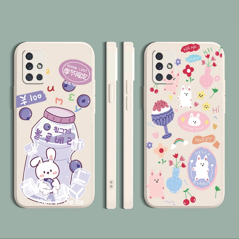 

For Samsung A02S A20S A10S A52 4G A72 5G A50 A30 A11 A31 A51 A71 A10 Case Milk ice Cream Straight Edge Silicone Protective Cover