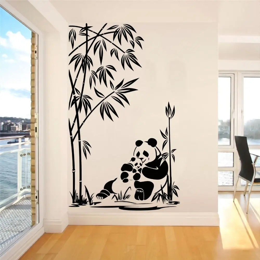Милые панды в бамбуковой искусстве природные деревья украшение для дома и