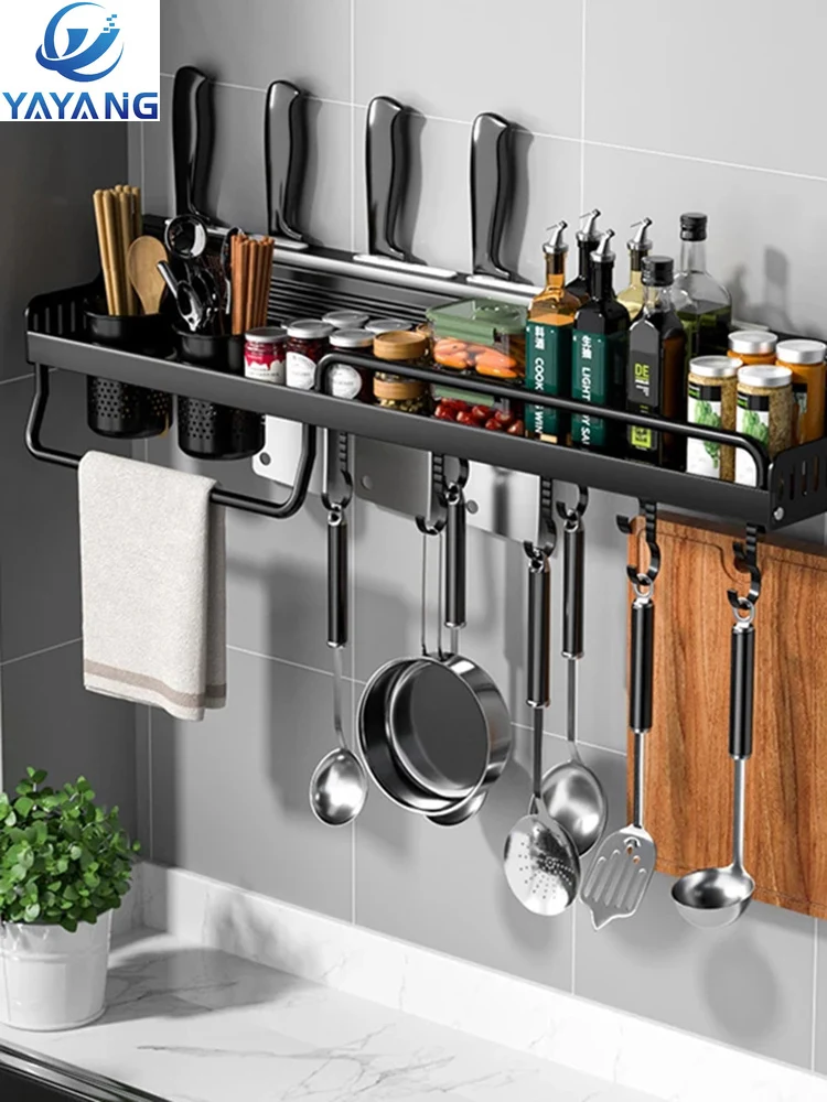 

Настенная кухонная полка для хранения специй, полка для специй, Алюминиевая Полка для сушки посуды без отверстий, кухонные аксессуары