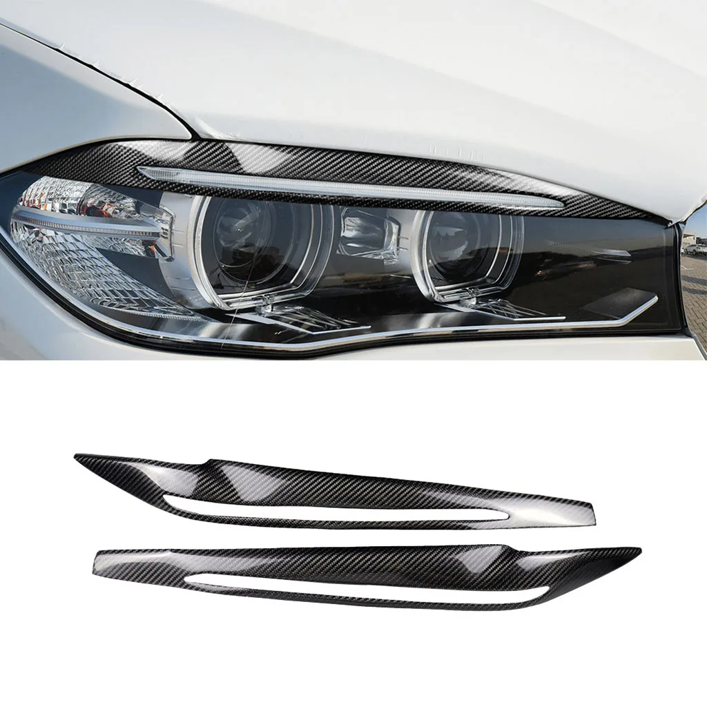 

2 Pcs Carbon Fiber Headlights Eyebrow Eyelids Trim Cover For BMW X5 F15 2014 2015 2016 2017 2018