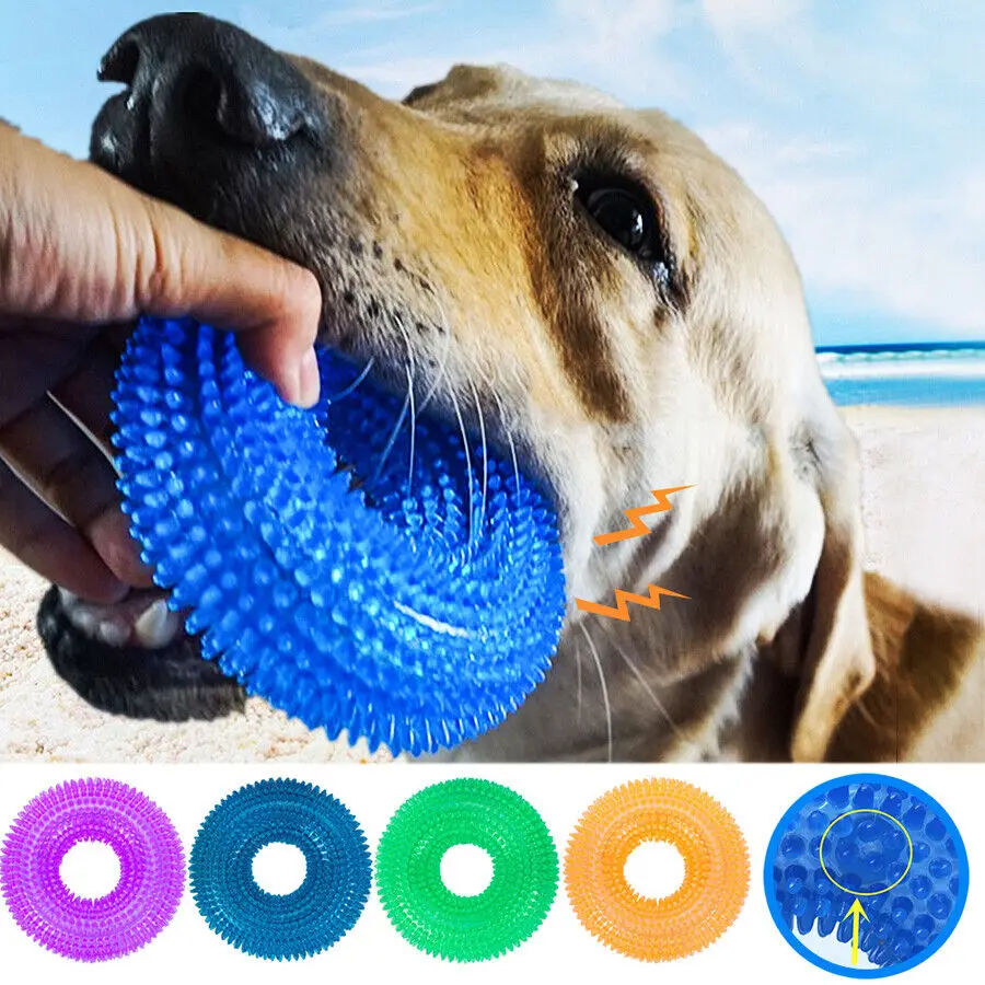 

Pet Dog Toys Puppy Sounding Toy Molar Squeaky Tooth Cleaning Ring TPR Training Pet Teeth Chewing Toy Thorn Dog Accessories