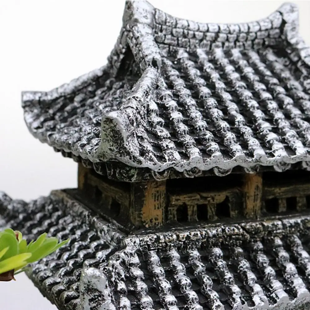 

Ornament Decoration Durable Fish Tank Landscape Simulation Resin House Model Aquarium Two-story Bridge Stone House