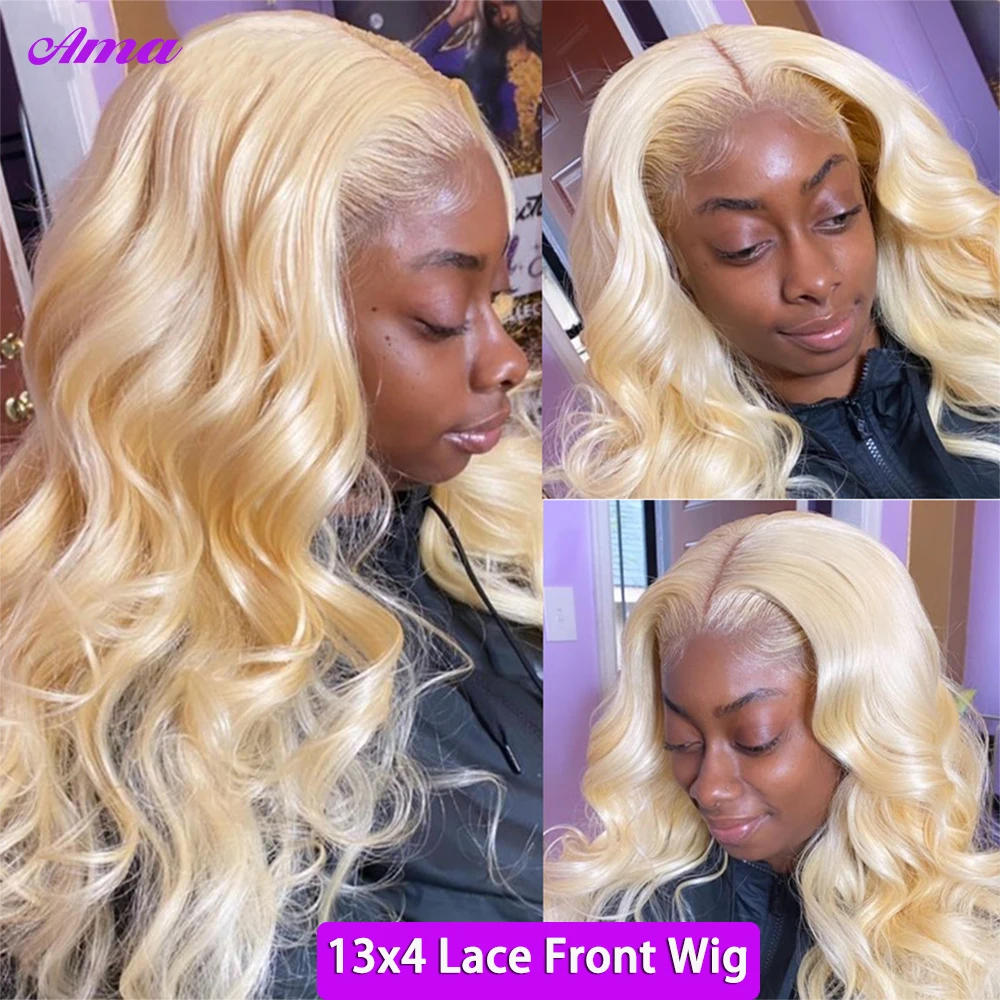 30- 40 Inch 613 Lace Frontal Wig Blonde Body Wave Lace Front Wig 13x4 Pre Plucked Colored Lace Front Human Hair Wigs For Women