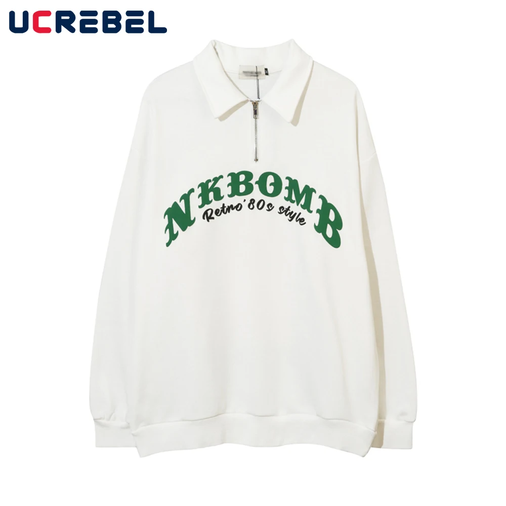 

Свитшот мужской с двусторонним принтом, уличная одежда, Свободный Повседневный Топ с длинным рукавом и лацканами, на осень