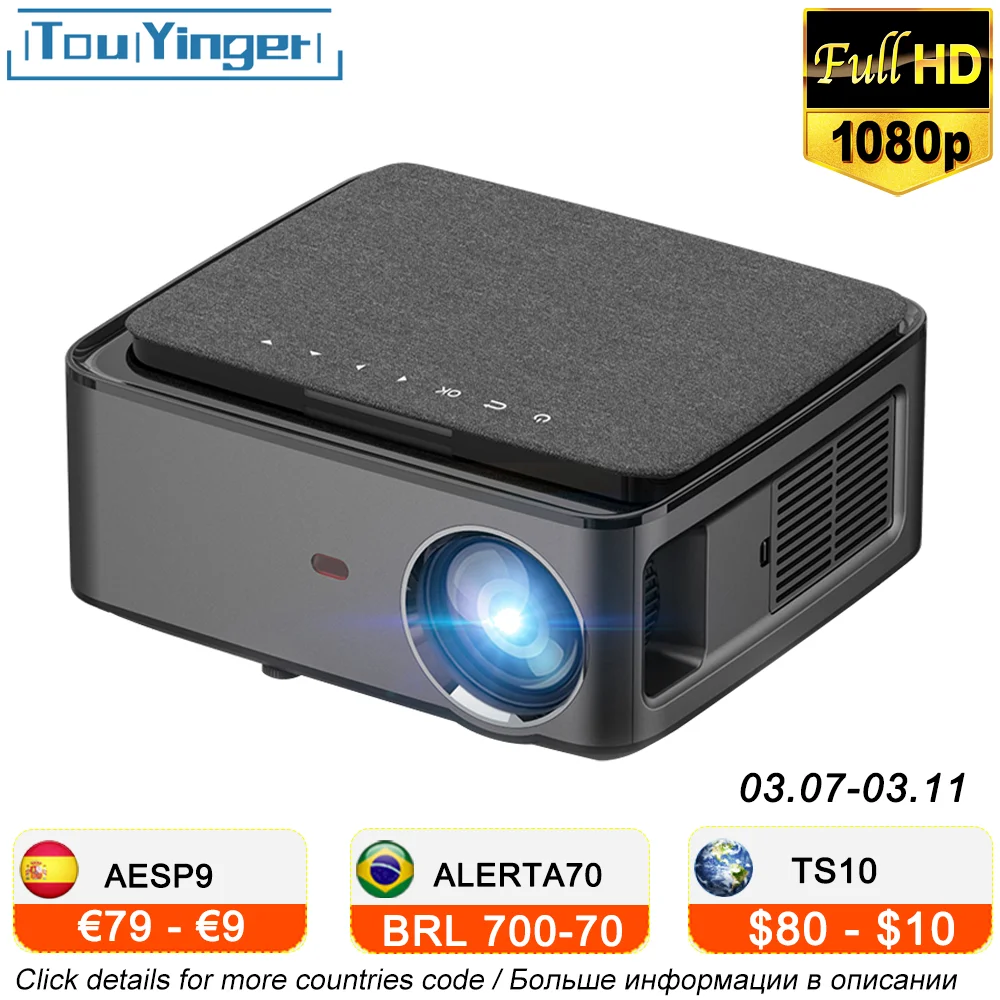 

Touyinger RD828 1080P Full HD Projector WIFI Multiscreen Projetor 1920 x 1080P SmartPhone Beamer 3D Home Theater Video Cinema