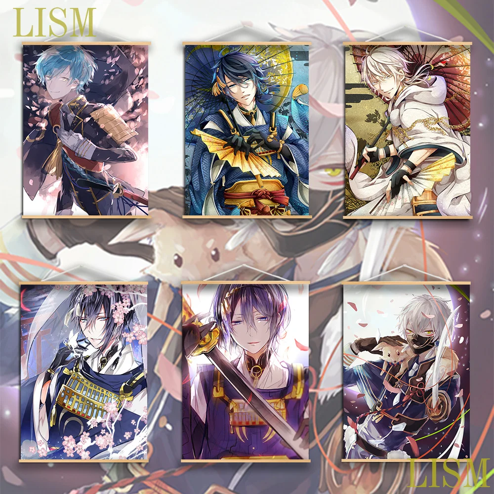 

Touken Ranbu Online Akitatoushirou Anime manga wall Poster solid wood hanging scroll canvas painting