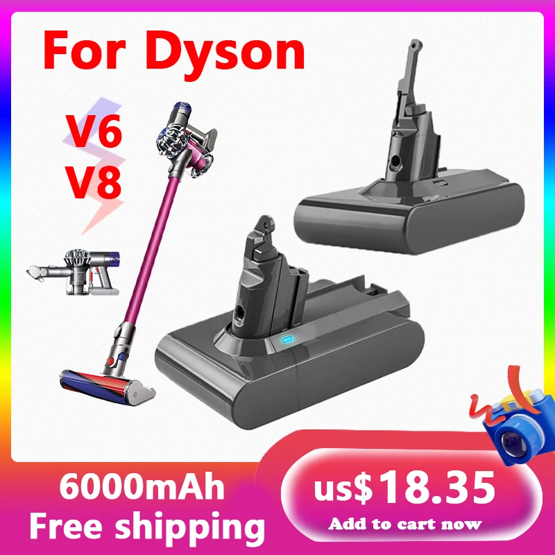 

Suitable for Dyson v6 battery Dyson v8 battery 6000mAh DC58 DC59 DC61 DC62 lithium-ion handheld vacuum cleaner backup battery