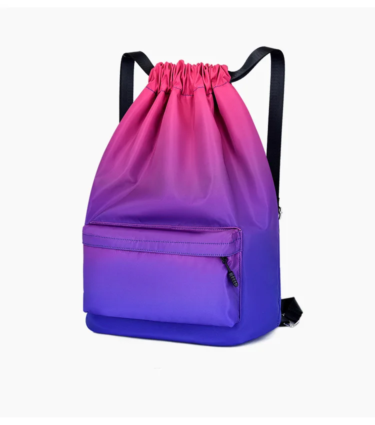 Drawstring Shoulder Bag Drawstring Fitness Bag Travel Portable Leisure Drawstring Drawstring Bag Gradient Color Sports Et Loisir