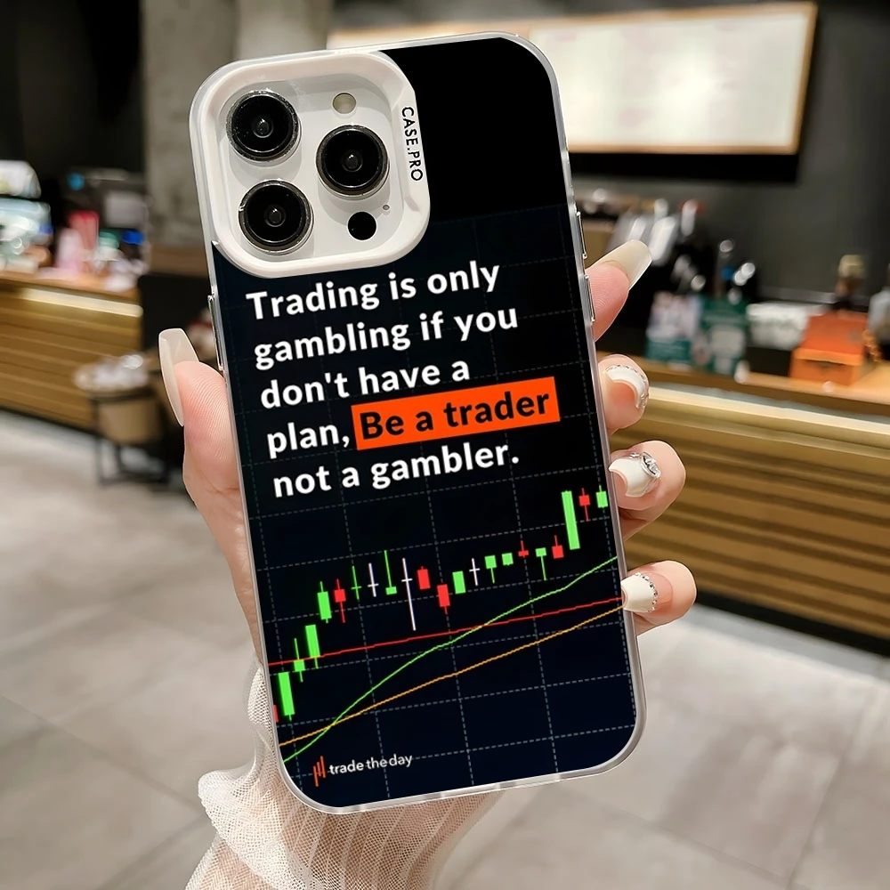 Day Trading Trader Phone Case Colored Silver Trendy For IPhone 16 15 14 13 12 Pro Max 11 2024 Fash