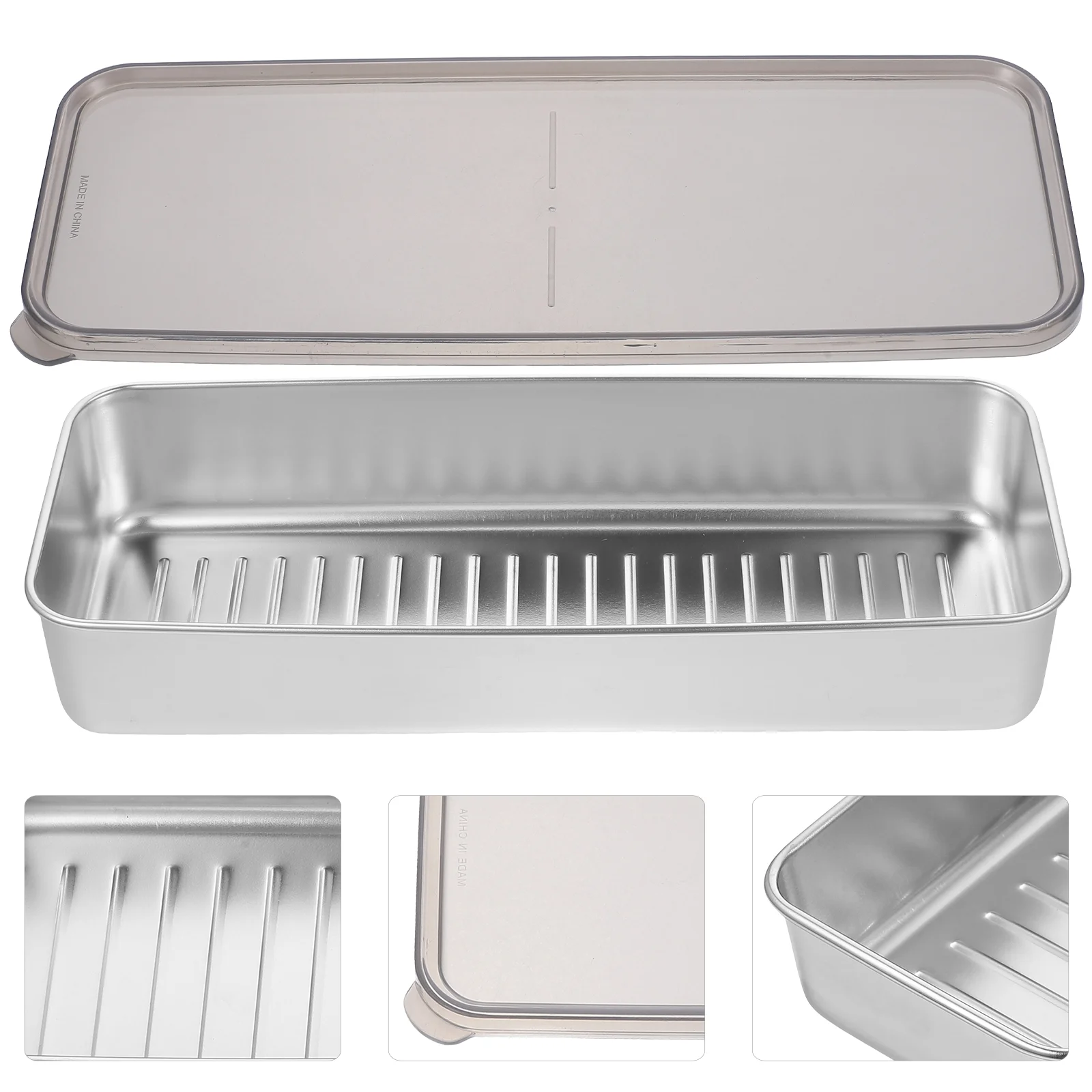 

Stainless Steel Crisper Refrigerator Bacon Container Food For Fridge Saver Storage Containers Drain Meat