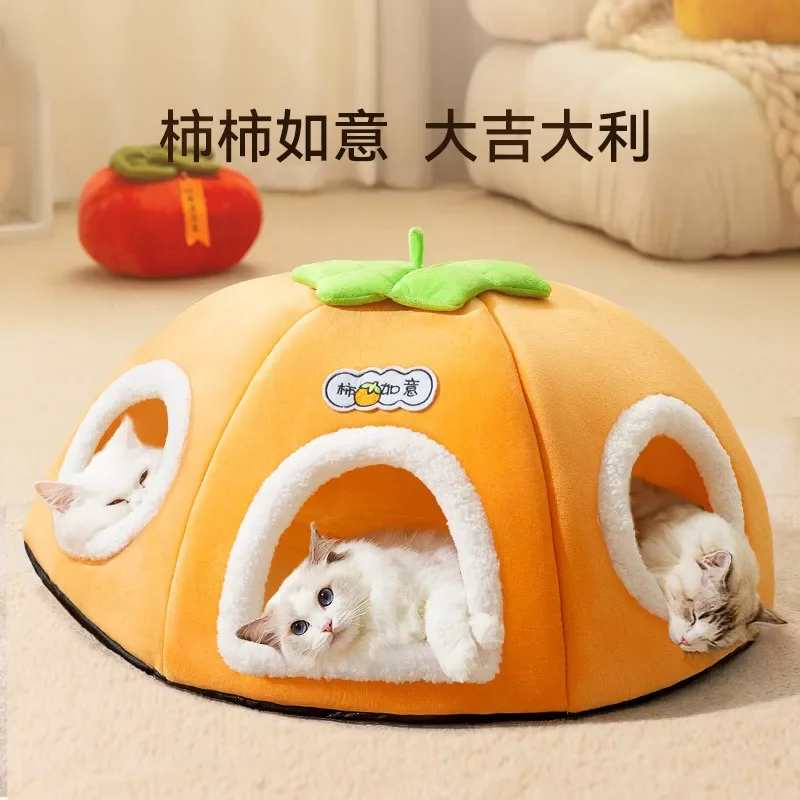 Новое гнездо для кошек Persimmon Ruyi многослойная теплая утолщенная кошачья туннель с