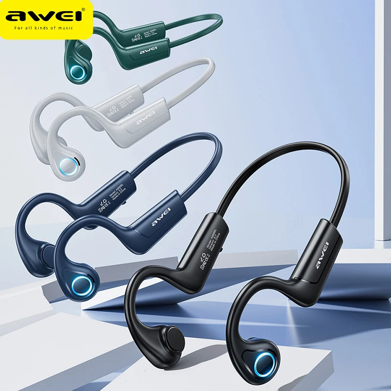 

Awei A886 Pro Bone Conduction Wireless Headphones Bluetooth 5.2 Hifi Ear-hook Air Conduction Earphone with Mic Sports Headset
