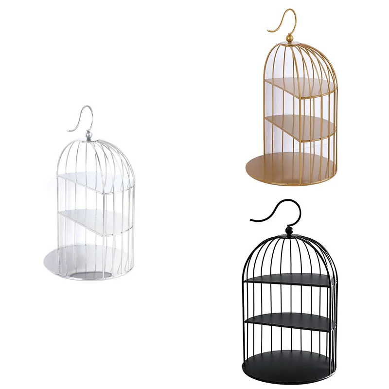 

Cage Food Stand Display Rack Three-Layer Dessert Table Tray Cake Rack Afternoon Tea Center Shelf