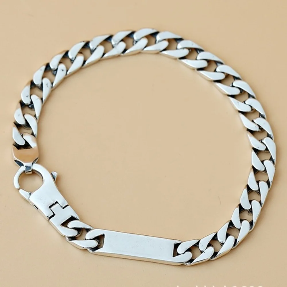 Настоящая твердая цепочка из стерлингового серебра 925 пробы мужская квадратная 7