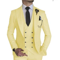 fashion smart business sky blue costume homme wedding men suits peak lapel groom tuxedos terno masculino prom blazer 3 pieces