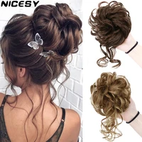 nicesy synthetic curly chignon rubber band hair ring bun elastic band messy hair bun updo hairpieces extensions for women