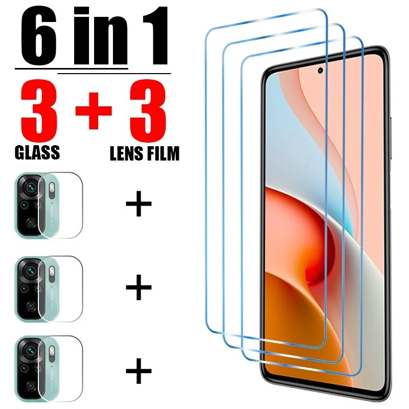 6 in 1 Protective Glass for Xiaomi Redmi Note 11 10 9 8 7 Pro 10S 9S Camera Lens Glass for Redmi 9A 9C 9T 8A Screen Protector