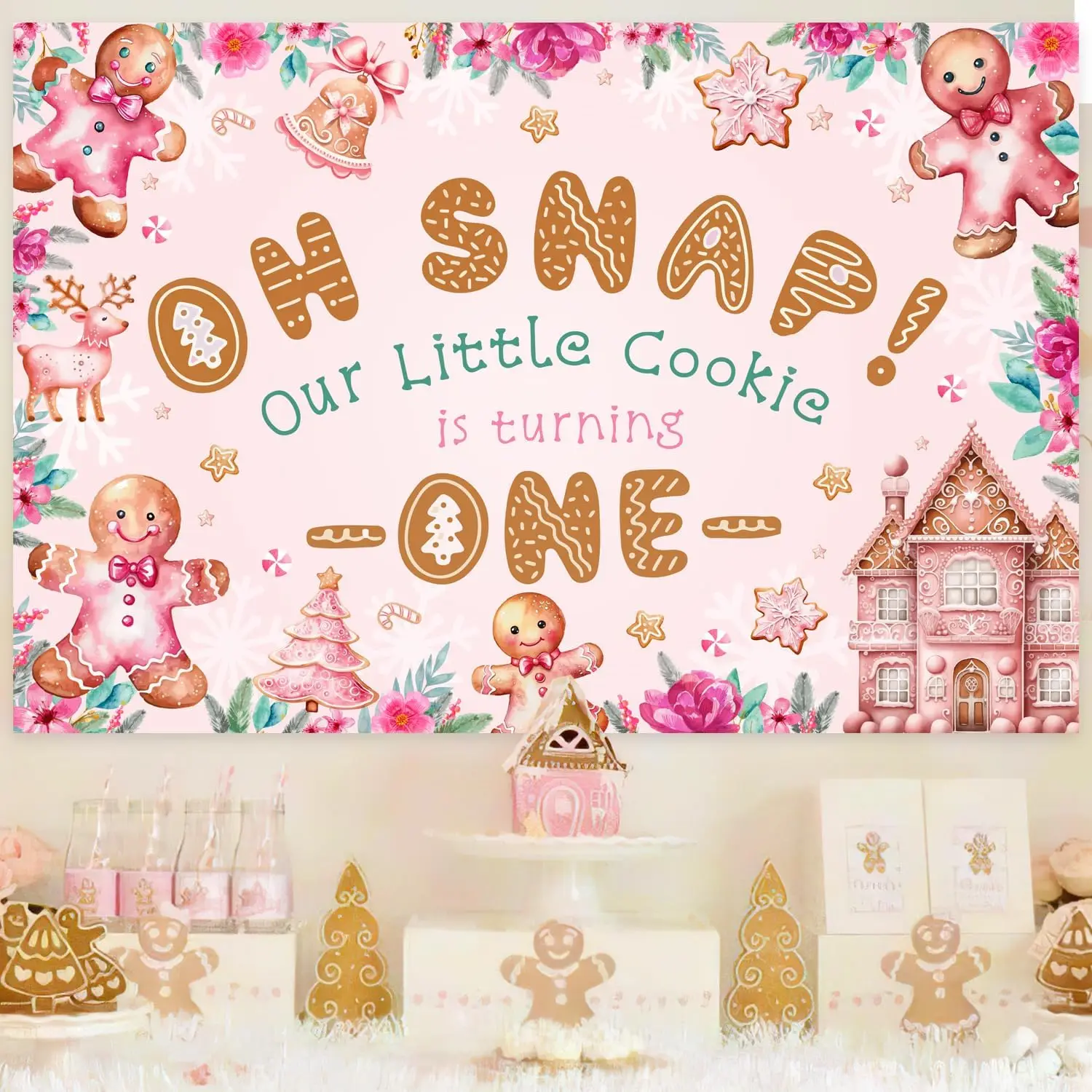 Рождественский имбирный розовый Хлеб 5 х3 фута украшение на 1-й день рождения наше