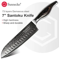 sunnecko 7 damascus steel santoku kitchen knife unique design pakka wood handle japanese vg10 razor sharp blade knives meat cut