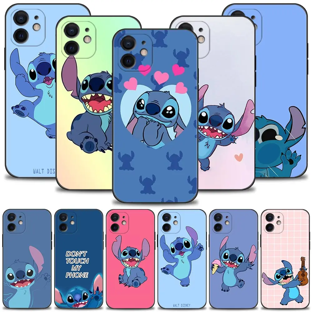 

Cute Happy Stitch Phone Case For Apple iPhone 13 12 11 Pro Max Mini XS Max XR X 7 8 6 6S Plus 5 5S SE 2020 Shell Cover