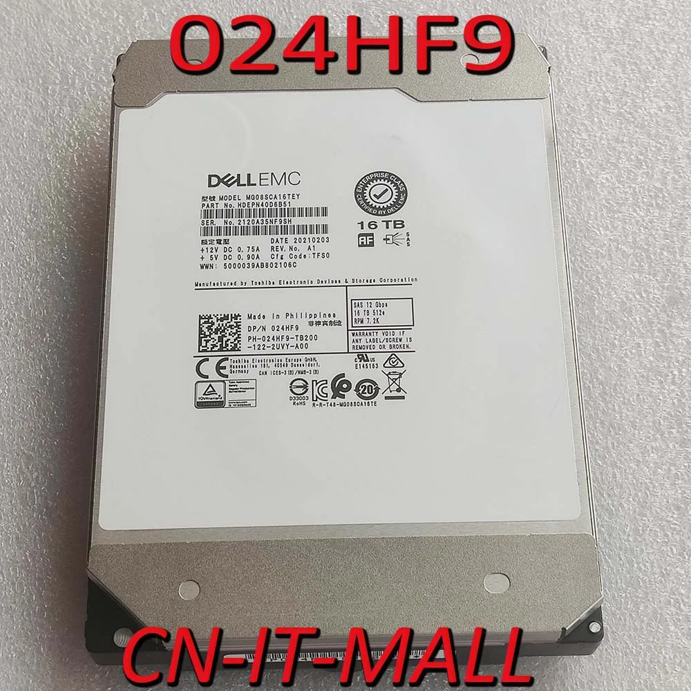 

NEW EMC 024HF9 08MG73 MG08SCA16TEY 16TB 512e 3.5" SAS 12Gbps 256MB 7200RPM Internal Enterprise Hard Drive Server HDD