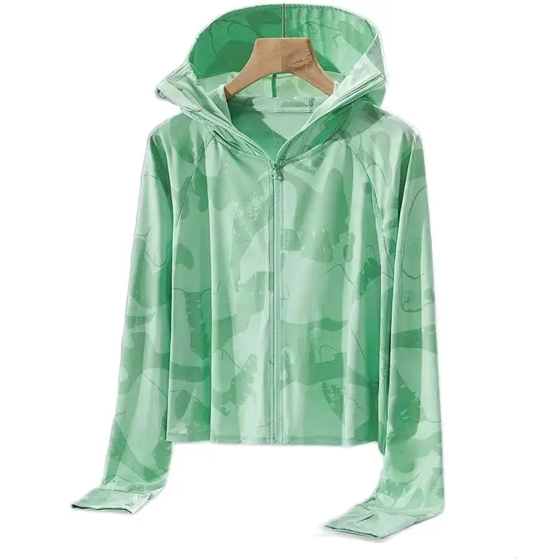 

Short Ice Silk Sunscreen Clothing Women 2022 Summer New Outdoor UV Protection Breathable Long-Sleeved Sunscreen Clothing Jacket