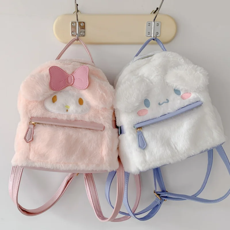 

Sanrio Cinnamoroll My Melody Plush Backpack Kawaii Girl Backpack Anime Cute Plushie Dog Cartoon Lolita Plush Bag Birthday Toy