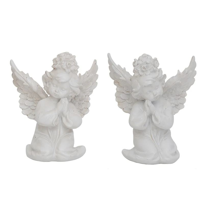 

2Pcs Resin White Thinking Angel Statue Nordic Creative Home Desktop Interior Decoration Gift