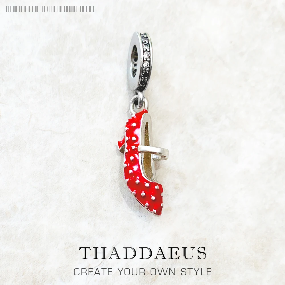 Черная и красная обувь 925 стерлингового серебра висячий Шарм Подвеска для