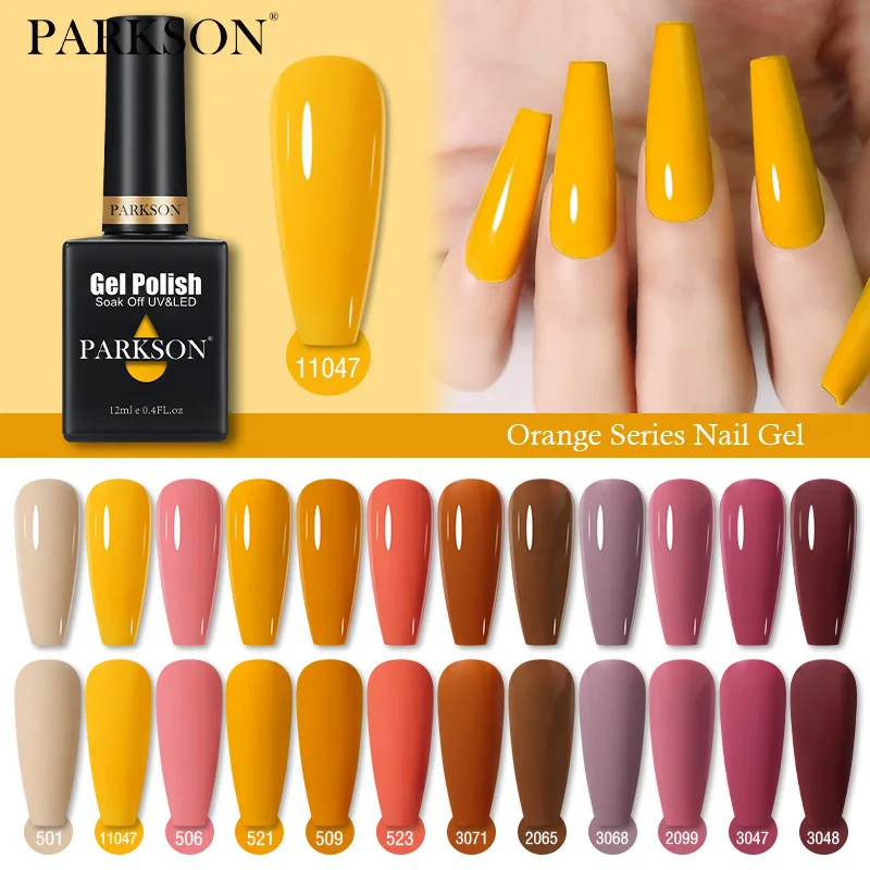 Parkson Gel Polish Manicure For Nails Orange Series Semi Permanent Vernis Top Coat Soak Off UV LED Gel Color Glitter Varnish