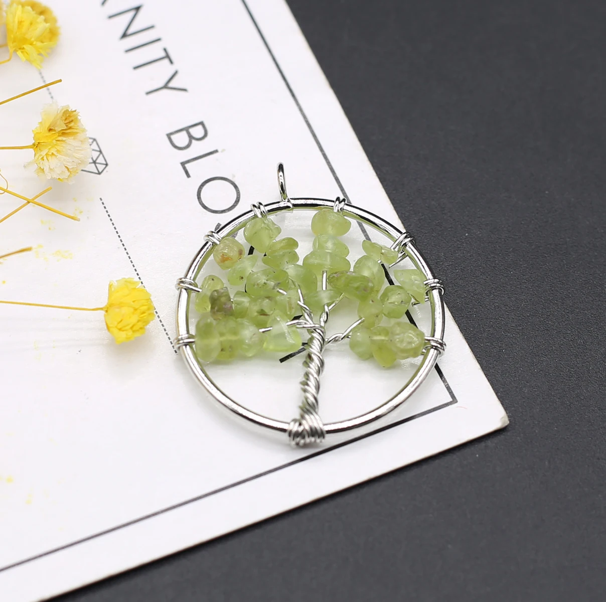 Натуральный камень Аметист Подвески Круглое Дерево Жизни Гранат Кварц Подвеска для изготовления ювелирных изделий своими руками Женщины Ожерелье Серьги Ремесла.