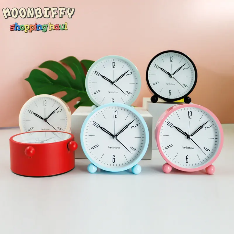 

1PC Creative Alarm Clock Silent Luminous Clock Bedside Fashion Modern Minimalist Metal Bedroom Small Clock Tabletop Decor