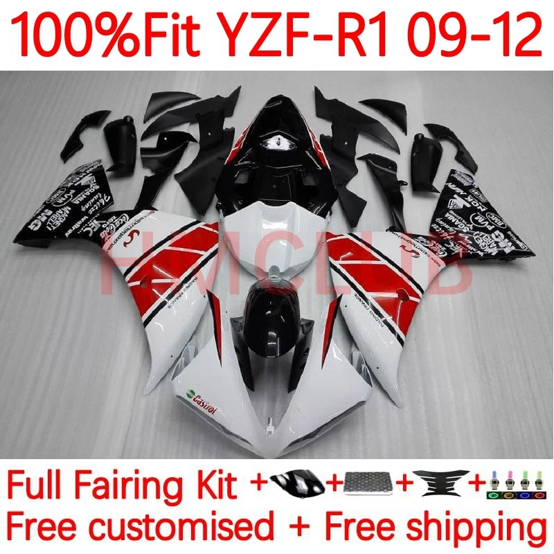 

OEM Body For YAMAHA YZF-R1 YZF R1 R 1 1000 CC YZFR1 2009 2010 2011 2012 YZF1000 09 10 11 12 Injection Fairing 5No.3 white black