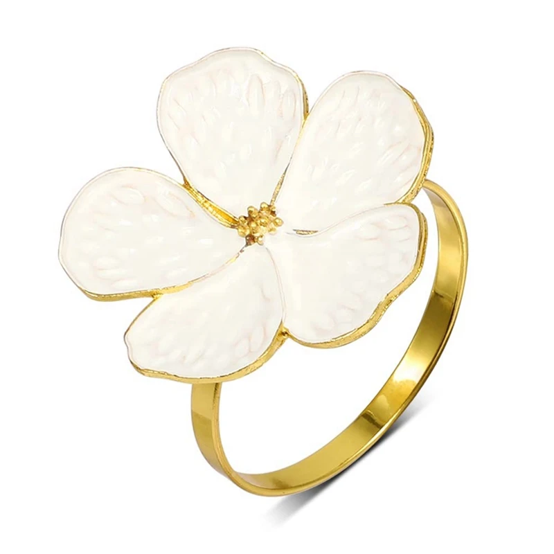 

Napkin Rings Set Of 6 Napkin Rings Holders White Flowers Napkin Buckles Elegant Napkin Holders For Dinner Table